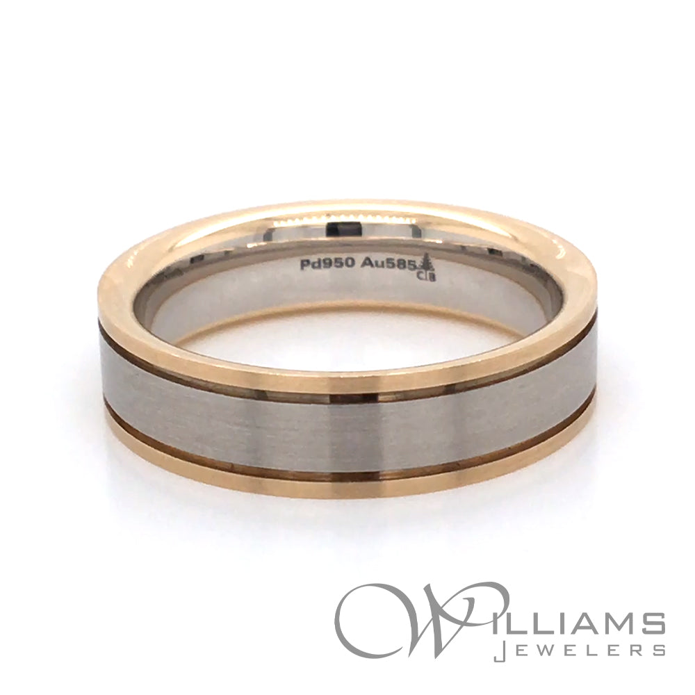 Palladium His & Hers Set Patterned D Shape Wedding Rings 5&7mm Matt &  Polished | eBay